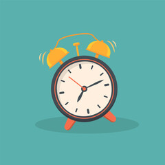 Alarm clock icon in a flat design with shadow