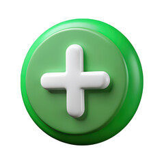 3D Green Heart with Plus Sign isolated on transparent background Remove png