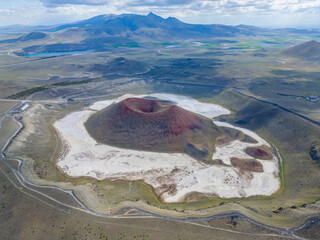 Meke Crater Lake and Extinct Volcano in Drought-Stricken Karapınar, Turkey