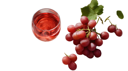 A Refreshing Blend: A radiant glass of wine elegantly paired with a cluster of succulent red grapes, embodying the art of sensory indulgence.