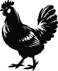 Chicken silhouette vector illustration isolated on a white background