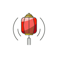 Sakura Lantern Icon, Japanese Traditional Light Decoration Minimalist