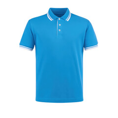 Bright Blue Polo Shirt with Contrast Collar for Casual and Sportswear Styles Transparent background or png
