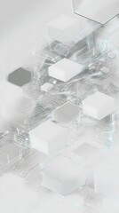 Abstract data blocks in white matrix