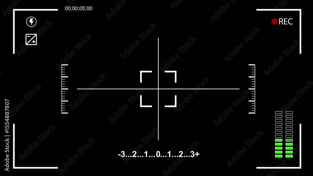 Poster camera viewfinder overlay with focus, audio levels, and timecode display.alpha chanel video