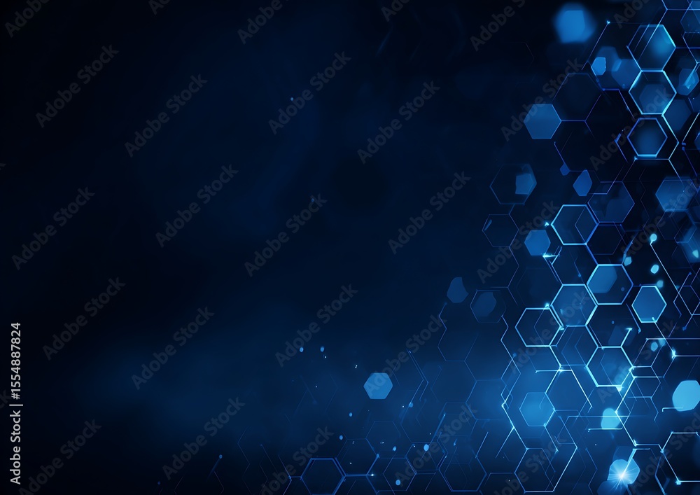 Poster abstract dark blue hexagonal network background