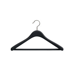 Black Wooden Clothes Hanger with Metal Hook for Fashion Displays and Wardrobe Organization Transparent background or png