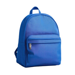 Bright Blue Backpack with Zipper and Adjustable Straps for School or Casual Use Transparent background or png