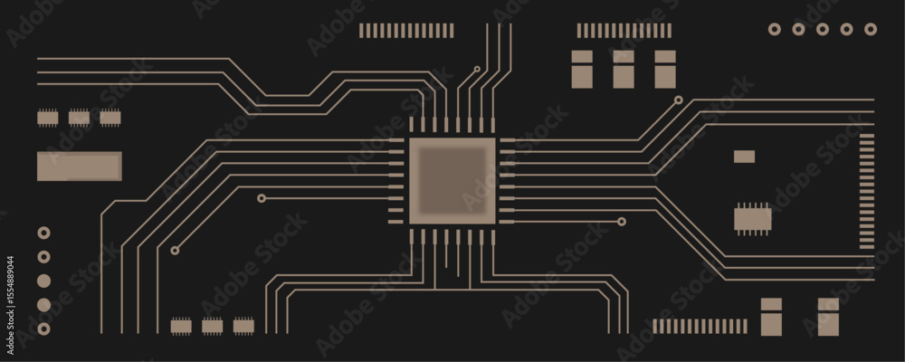 Poster abstract black and brown digital technology futuristic circuit board background design. technology d
