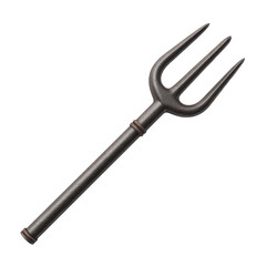 Vintage Metal Garden Fork with Three Sharp Tines for Digging and Cultivating Soil in Organic Gardening and Landscaping Projects Transparent background or png