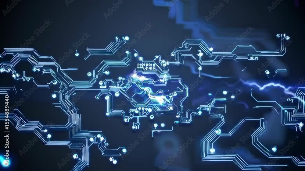 Poster a frozen electronic background with circuit frost patterns glowing blue and silver icy tech design c