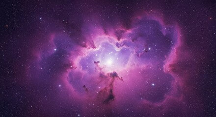 Purple Nebula and Stars in Deep Space Cosmic Scene