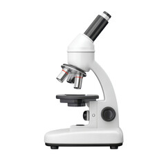 White Laboratory Microscope for Scientific Research and Educational Purposes, Isolated on a Clean Background Transparent background or png