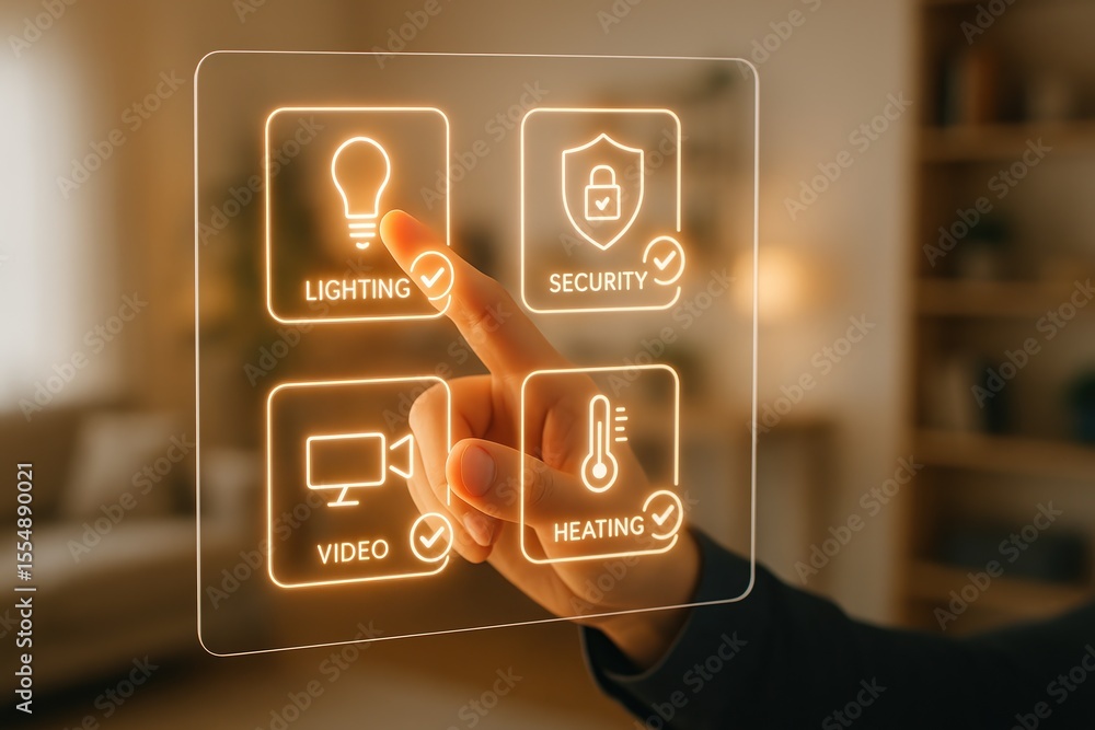 Poster smart home automation system interface control lighting security video heating