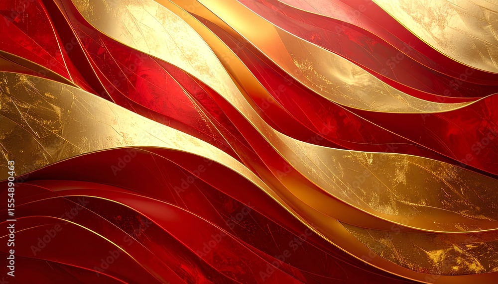 Poster abstract waves background with red and golden colors