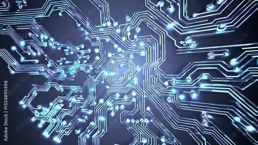 Poster a frozen electronic background with circuit frost patterns glowing blue and silver icy tech design c