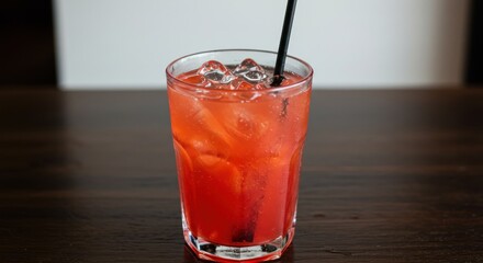 Refreshing Red Drink with Ice