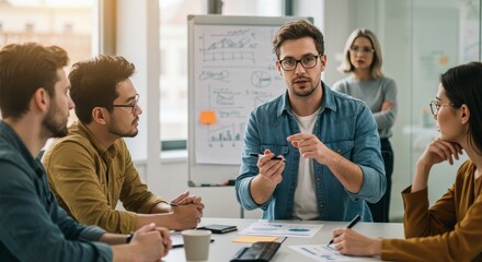 Team Discussing Ideas in a Meeting at the Office