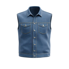 Stylish Unisex Denim Vest with Classic Design and Button-Up Closure for Casual Outdoor Wear and Everyday Fashion Transparent background or png