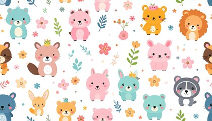 seamless pattern with funny animals