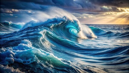 Majestic Ocean Wave at Sunrise A Breathtaking Display of Nature's Power and Beauty
