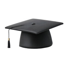 Elegant Black Graduation Cap with Tassel Isolated on White Background for Academic Achievement and Celebration Transparent background or png
