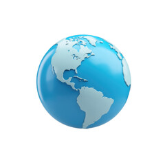 Fototapeta premium 3D Illustration of Earth with Realistic Blue Ocean and Detailed Landmasses Representing North and South America Transparent background or png