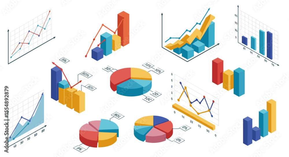 Poster colorful business data visualization vector illustration for report and presentation design