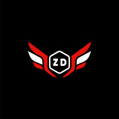 ZD Initials Vektor Stok Otomotif Logo Design