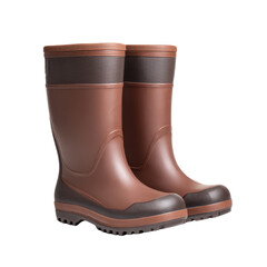 Stylish and Durable Waterproof Rubber Boots for Outdoor Activities in Brown Color Transparent background or png