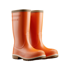 Bright Orange Rubber Boots for Outdoor Activities and Rainy Weather Protection Transparent background or png