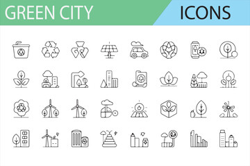Icon Collection for Sustainability, Renewable Energy, and Eco Cities