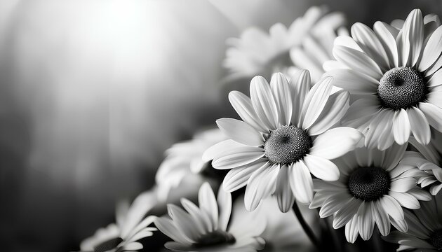 close up of black and white daisy flowers background - Powered by Adobe
