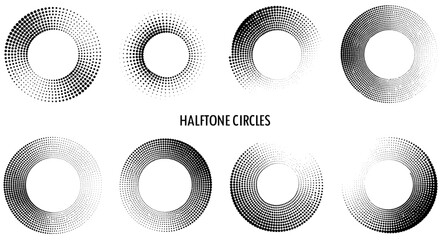 Monochrome halftone circles vector illustration for graphic design and pattern creation