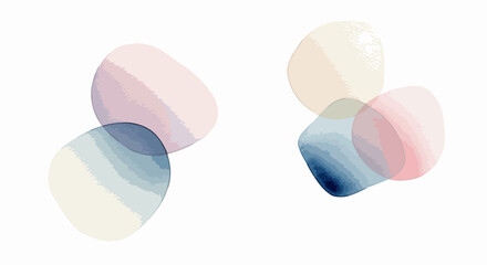 A minimalist watercolor artwork featuring soft, floating abstract shapes in neutral and pastel tones, designed for elegant and calming wall decor