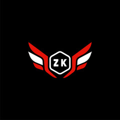 ZK Initials Vektor Stok Otomotif Logo Design