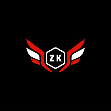 ZK Initials Vektor Stok Otomotif Logo Design