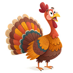 Thanksgiving cartoon turkey with cheerful expression 