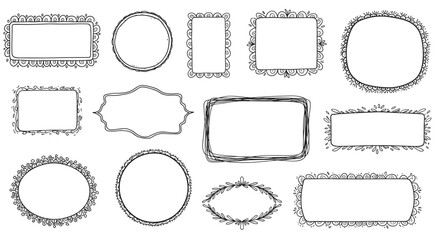 Vector illustration of hand drawn decorative frame collection for design and print