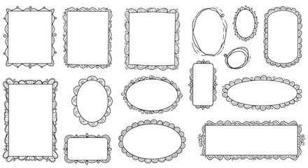 Decorative frame collection vector illustration for design projects in hand drawn style