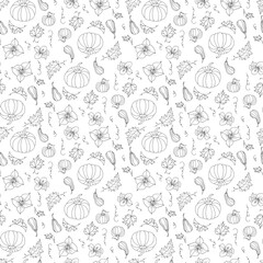 Seamless pattern with pumpkins. Autumn design for fabric, templates, wallpaper, cards.
