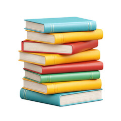 Fototapeta premium Colorful Stack of Books with Vivid Covers on a White Background for Education and Learning Concepts Transparent background or png