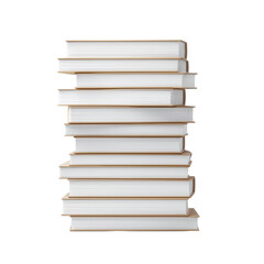 Stack of Blank Books with White Covers on a White Background, Perfect for Custom Designs and Illustrations Transparent background or png