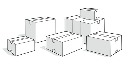 Minimalist line style vector illustration of shipping boxes for logistics design