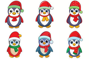 set of christmas penguins