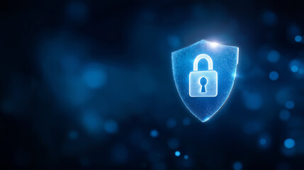 Cybersecurity Protection Concept with Digital Shield and Lock Icon