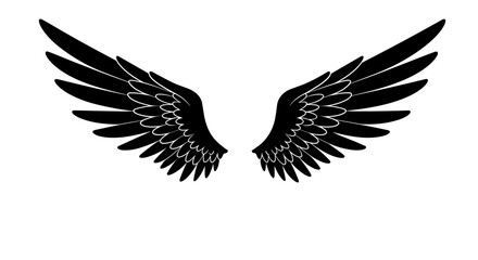 Fototapeta premium Angel wings silhouette vector illustration for design projects