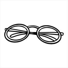 Glasses vector illustration. Drawing in line art style. Eye Glasses Silhouette. Glasses sketch painted by black inks. Black Eyeglasses illustration outline. Sunglasses icon vector. Outline engraving