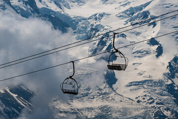 Chairlift with the Mont Blanc in the Background