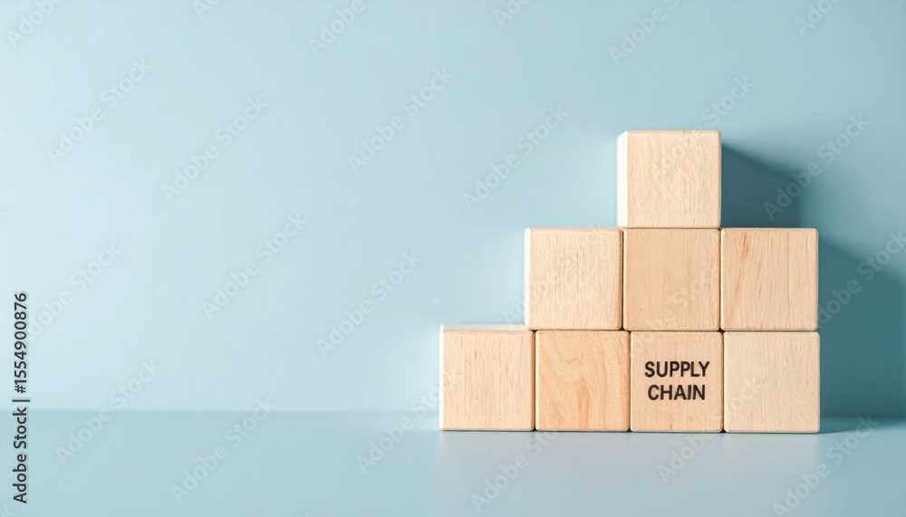Poster wooden blocks stacked in a pyramid shape with one block labeled 